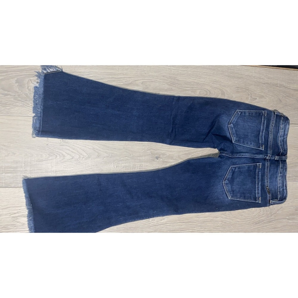 Kancan Jeans Flare Frayed Hem Denim Stretch Mid Rise Womens 1 Festival Farmcore - Picture 7 of 8